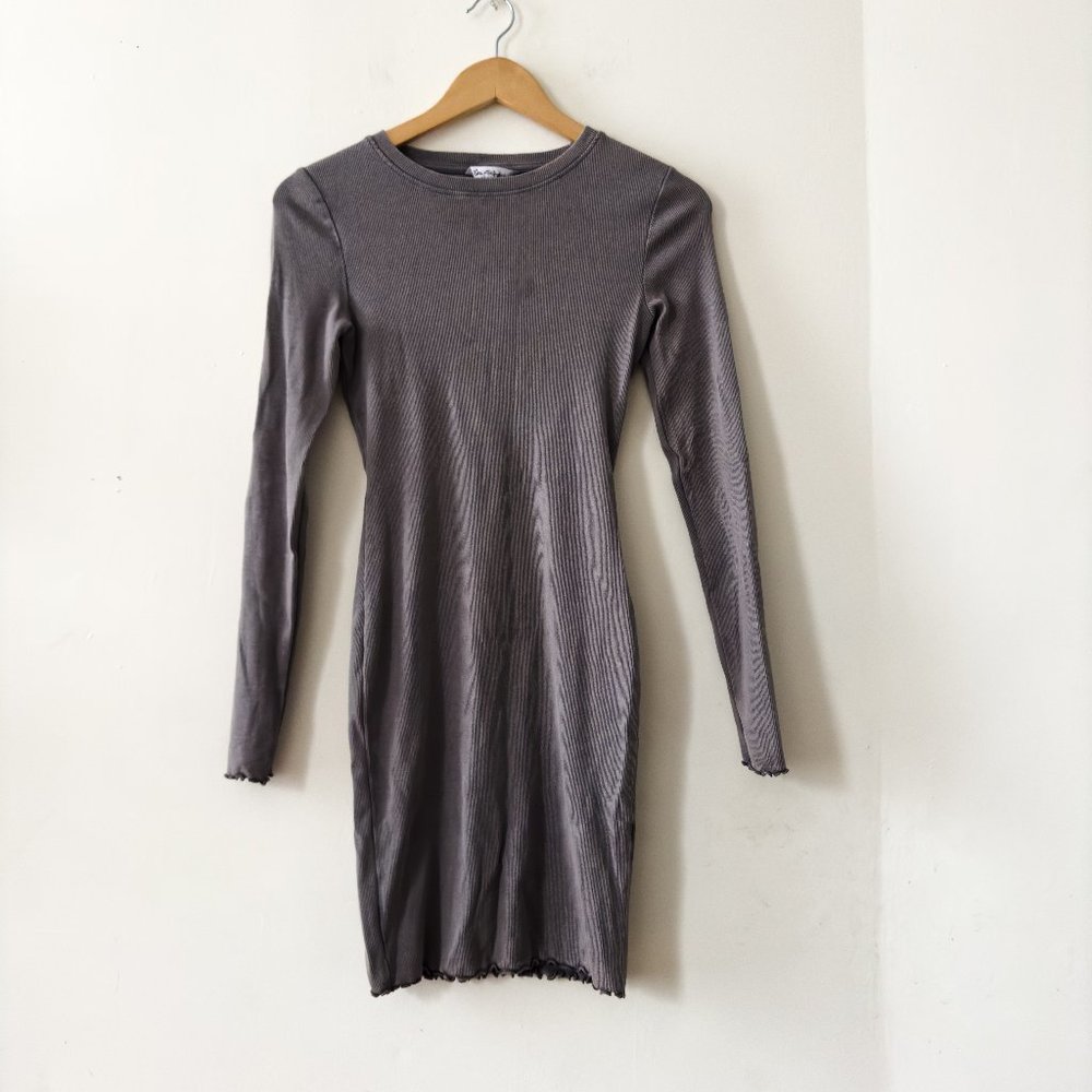 MISS SELFRIDGE ACID WASH CREW NECK MINI DRESS